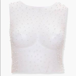Forever 21 cropped beaded mesh top